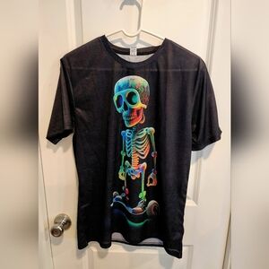 Black Skeleton Graphic Mesh Tee
